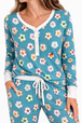 womens long pant and sleeves v-neck pajama set