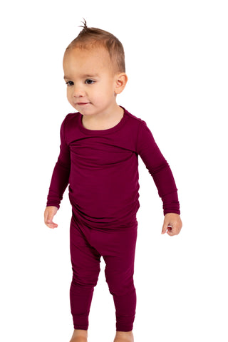 maroon bamboo 2 piece pajamas lightweight sleepwear